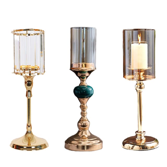 Lot De 10 Photophores En Cristal Doré 8 Cm - Bougeoirs Métal Et Cristal, Pour Bougies Chauffe-plat - Décoration Mariage, Fête